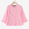 ZANZEA Women Casual Round Neck Solid Color Loose 3/4 Sleeve Blouse