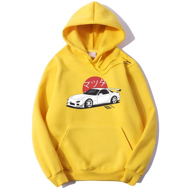 Damen-Oberteile mit langen Ärmeln, Kapuzenpullover, Streetwear, Sweatshirts, Anime-Initial Mazda Rx7 – Anime