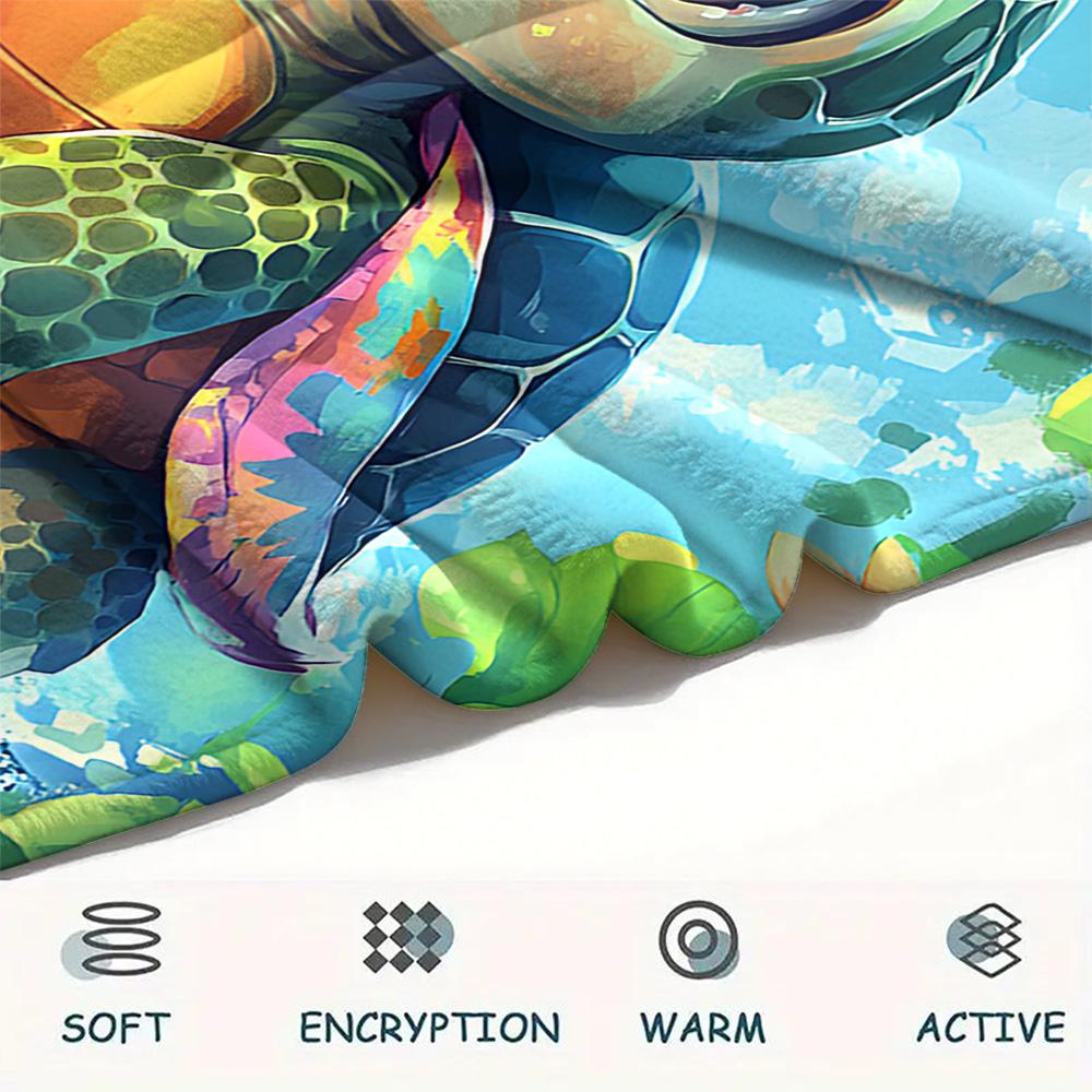 Tortoise Print Flannel Blanket, High quality Comfortable for All Seasons, Home Decor, Warmth and Comfort, Perfect for Christmas Gifts
