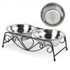 Cat Food Bowls Dog Bowls Double Dog Bowls Stainless Steel Double Dog Cat Food Water Bowls Feeder Dishes Shelf Stand Dog Feeder