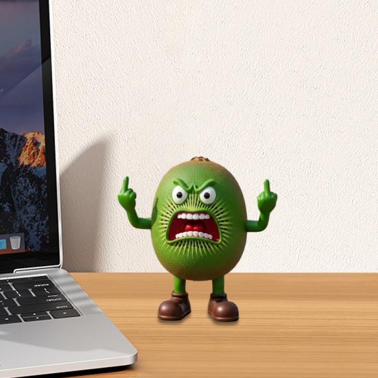 Angry Fruit Figurine Flipping The Bird Fruit Series Resin Ornament Stress Relief Middle Finger Fruit Statue for Office Desk Decoration