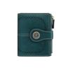 Portafoglio da Donna RFID Anti-Magnetico - Corto in Pelle Retro Olio Cera Europea & Americana, Portamonete Multi-Scomparti per Carte.
