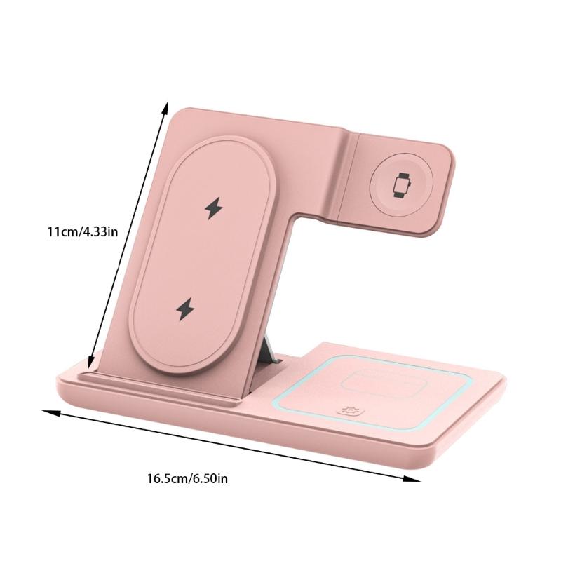 3 In 1 Wireless Charging Desk Stand Space Saving For S24 S23 Watch Earphone Fast Charging Phone Watch Earphone Foldable