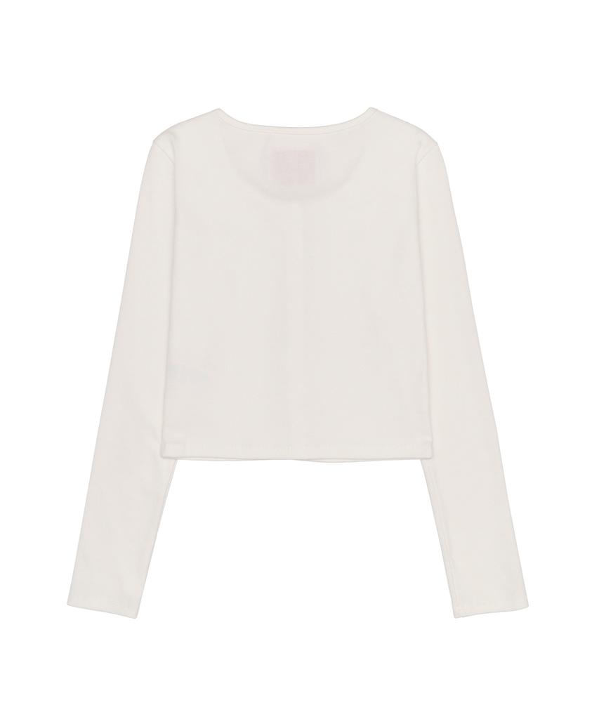 Ames-Worldwide Rib U-Neck Cardigan White