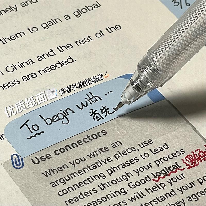 Transparent Writable Index Sticky Notes - Strong Adhesion Markers for Students
