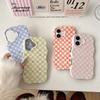 Grid Glossy 2 In 1 TPU+PC Phone Case for iPhone 13 14 15 16 Pro Max Wave Edges Comfortable Touch Hard Slim Back Cover Shell