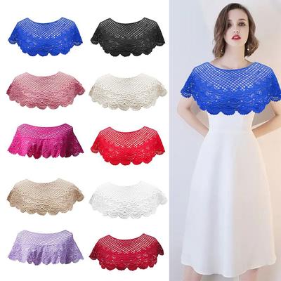 Female Women Lace Hollow Embroidered Short Shawl Sunscreen Shawl False Collar Beach Shawl Sunscreen Shawl Wrap Bandana