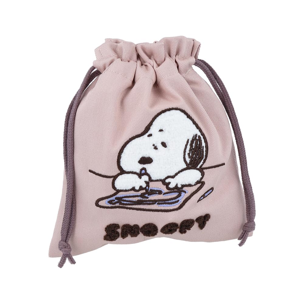 Sunstar Stationery Snoopy Drawstring Happiness Time S2334976 Bag, Embroidered, Letter,