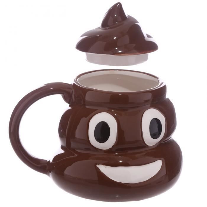 Mug - emoti - poop - céramique - 13cm avec couvercle - cylindrique