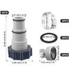Pool Hose Reducers 1.5inch To 1.25inch Threaded Adapters with Clamps Washers Suitable for Above Ground Pool Pump Hoses