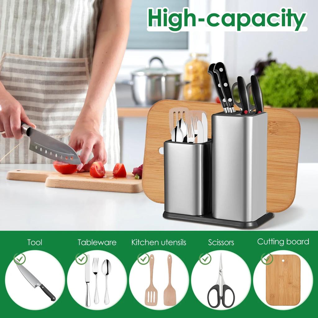 Stainless Steel Knife Holder and Utensil Holder For Kitchen Knife Holder Stand Cutlery Holder Block Kitchen Accessories Large