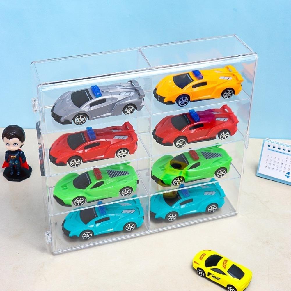 1/4pcs Stackable Car Display Box Dustproof Transparent Car Storage Box Acrylic Cabinet Rack Kids