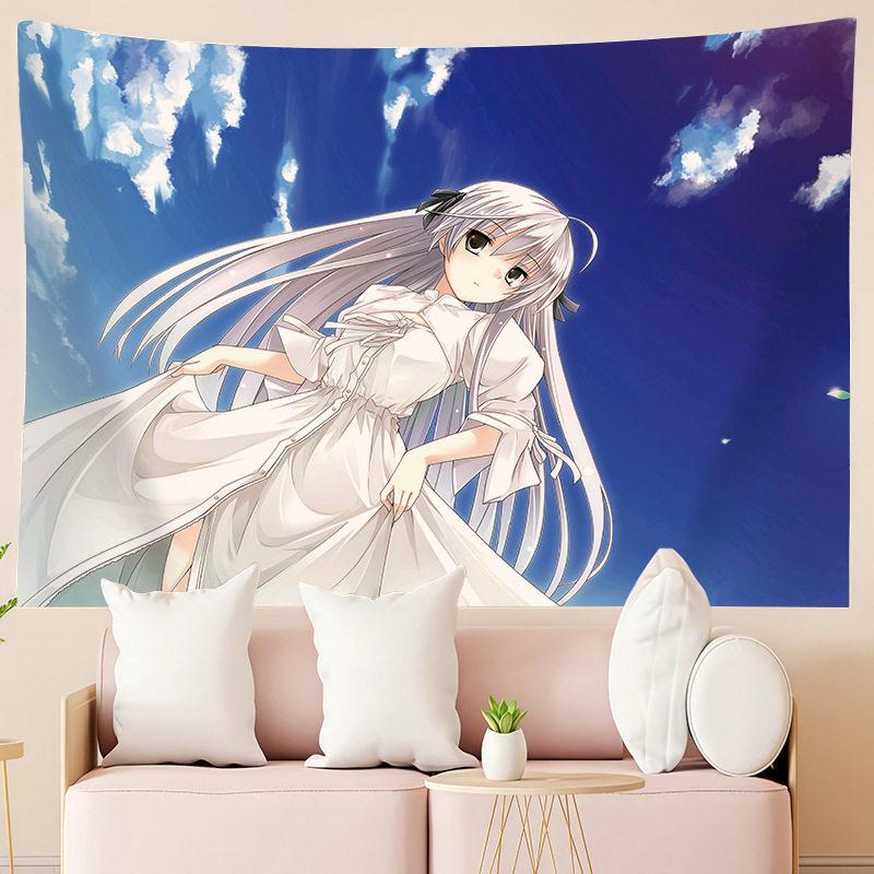 Japanese Anime Girl Cartoon Print Tapestry Wall Hanging For Bedroom Room Decor Aesthetic Background Cloth