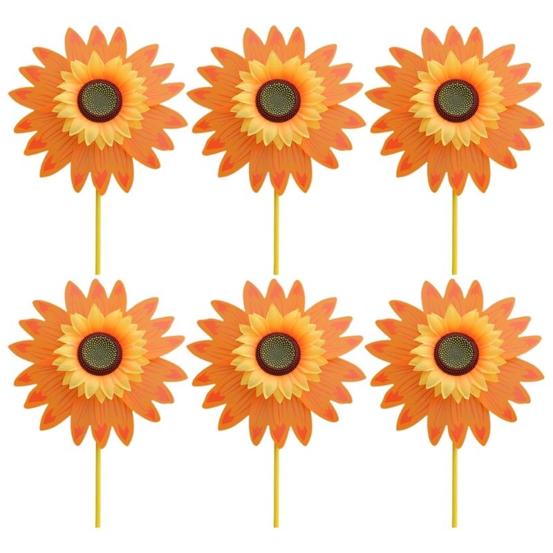 Winds Spinners for Lawns Patio Colorful Sunflower Pinwheel Toy Windmill Bulk 6pcs Party School Event Garden Lawns Pinwheels