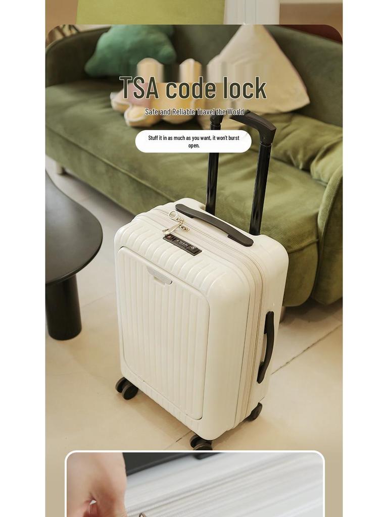 2024 Stylish 20-Inch Front-Opening Carry-On Suitcase with Double-Row Universal Wheels – Unisex High-End Design