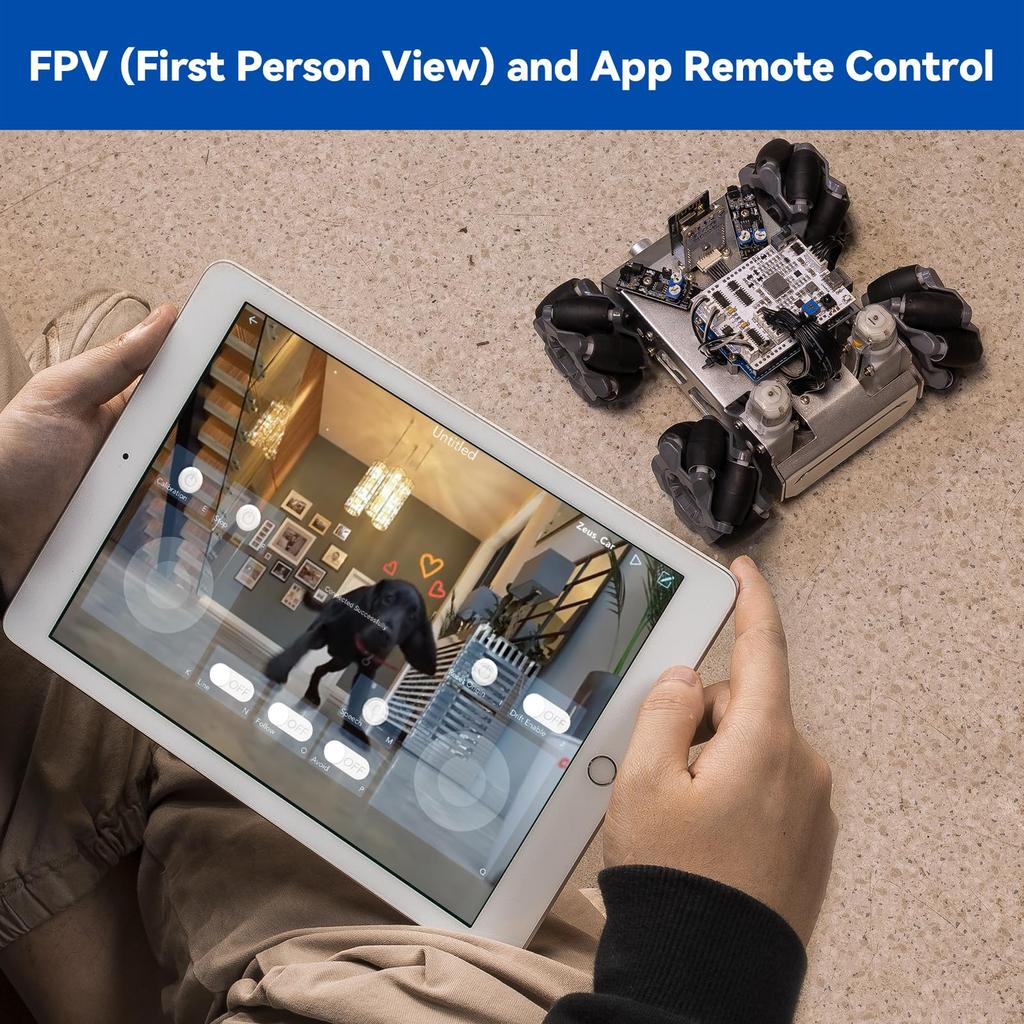 SunFounder Smart Robot Car Kit with Arduino UNO Educational Toy Robot Kit for Kids and Including 4WD Omnidirectional ESP32 App Remote Control Online