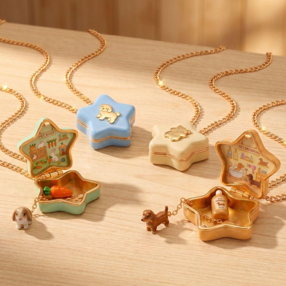 Enamel Craft Openable Pendant Necklace Eco-friendly Copper Enamel Dog Necklace  Women Daily Wear