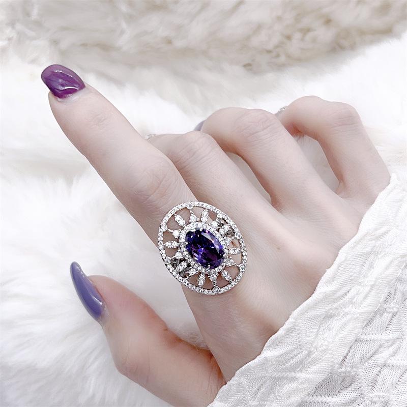Elegant Purple Gemstone Jewelry Set: Necklace, Ring & Earrings for Women – Versatile and Stylish