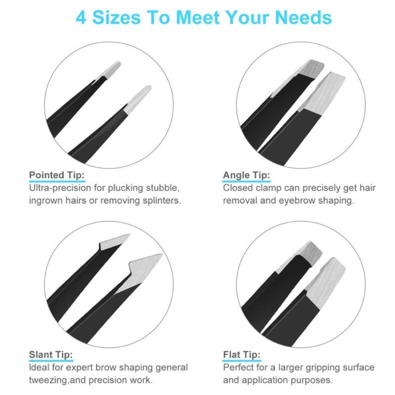6PCS rofessional Tweezers Set Stainless Steel Precision Tweezer Kit for Eyebrows Facial Hair with Travel Case