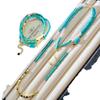 Vintage Design Powder Crystal Artificial Turquoise Sweater Chain Necklace Collarbone Chain