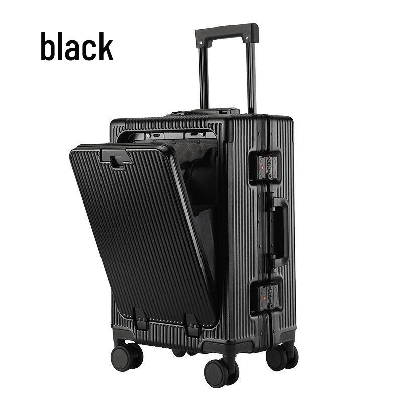 Qianlv Front-Opening Aluminum Frame Luggage with USB & Cup Holder