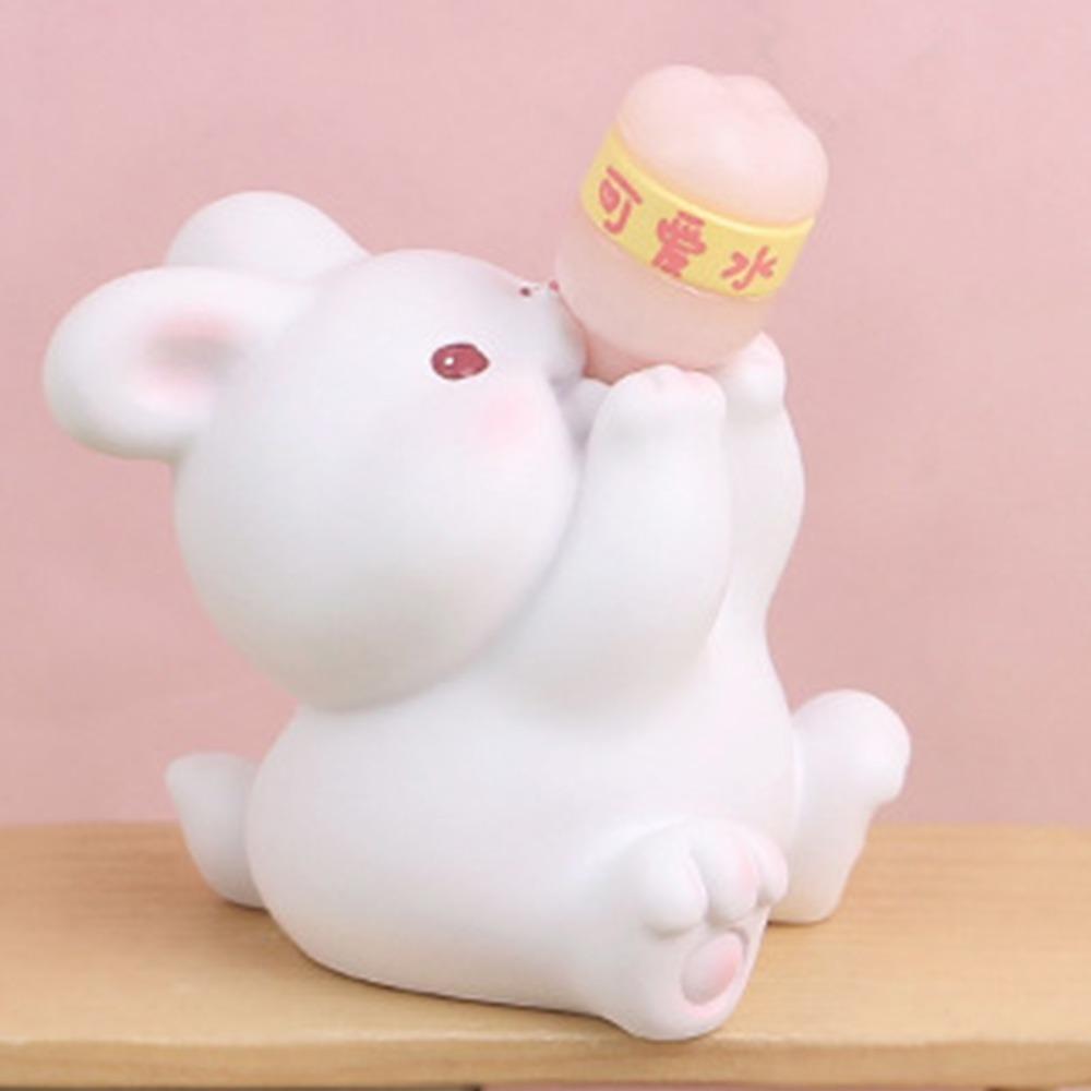 Resin Cute Animal Ornament Drinking Coke Pose Animal Cake Topper Resin Animal Statue For Kids
