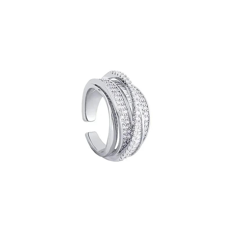 2024 Silver Color Rhinestone Ring Multi-layer Winding Rings for Women Wedding Full Zircon Finger Rings Fashion Jewelry Gifts