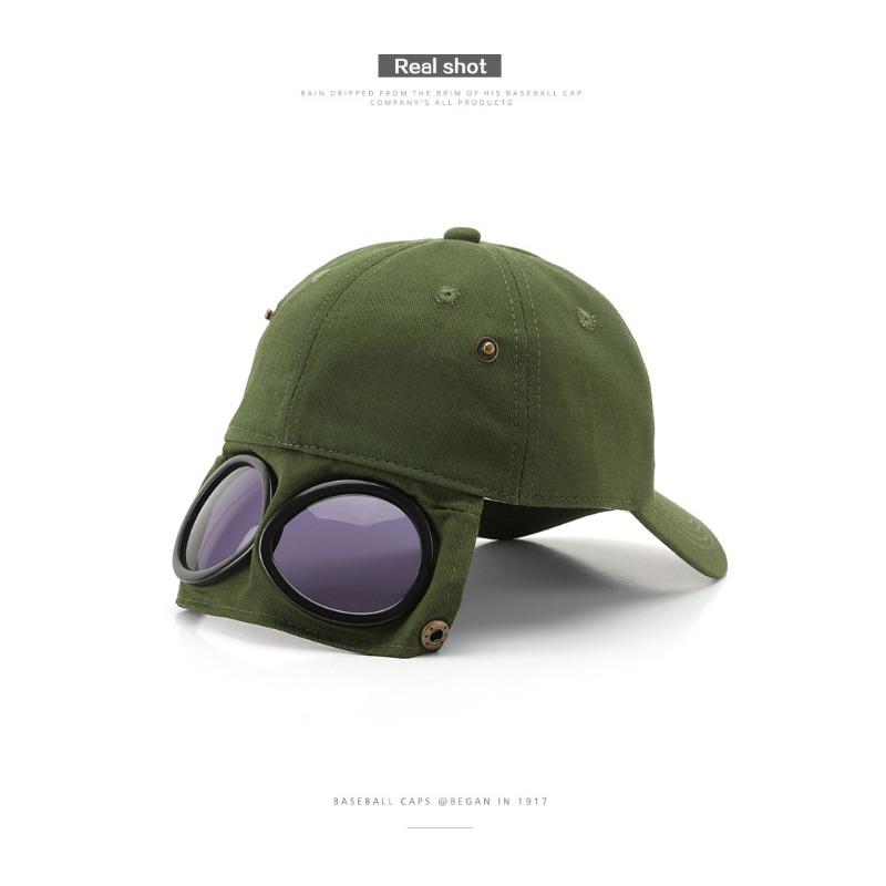 Aviator-Style Cap with Attached Sunglasses - Korean Trendy Unisex Baseball Hat with Sun Visor, Spring/Summer Versatile Accessory
