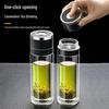 Quick-Open Lid Glass Teacup: Business Car Cup with Tea-Water Separation, Double-Layer High Borosilicate Glass and Printed Design