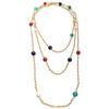 Mei Mary Used Red, Green, and Blue Colorful Bead Gemstone Long Necklace - Multi-layered Gemstone Vintage Waist Chain
