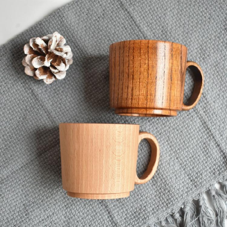 Wooden Mugs ECO Friendly Wood Drinking Cup with Handle for Coffee Tea Water Milk