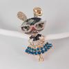 Cartoon Cute Glasses Rabbit Brooches For Women Sparkling Bunny Brooches Versatile Shiny Corsage Clothing Accessories Gifts
