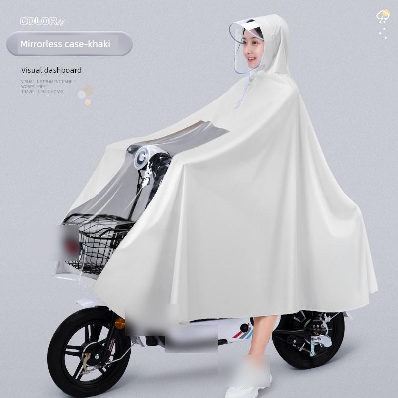 Electric Motorcycle Raincoat for Women, Double-Person Full-Body Long Raincoat, Storm-Proof, Parent-Child Riding, Mother-Child Dedicated Rain Poncho