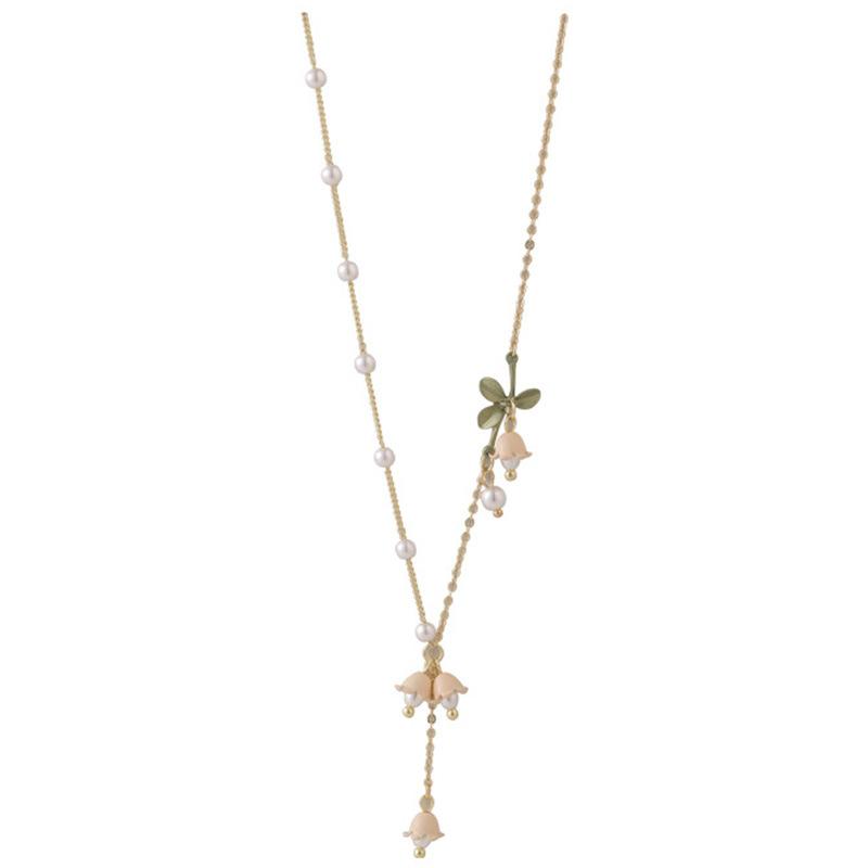 Nowe modne naszyjniki choker z emalii Bell Orchids dla kobiet Elegancki naszyjnik z kwiatami roślinnymi Naszyjnik z wisiorkiem ślubnym Biżuteria