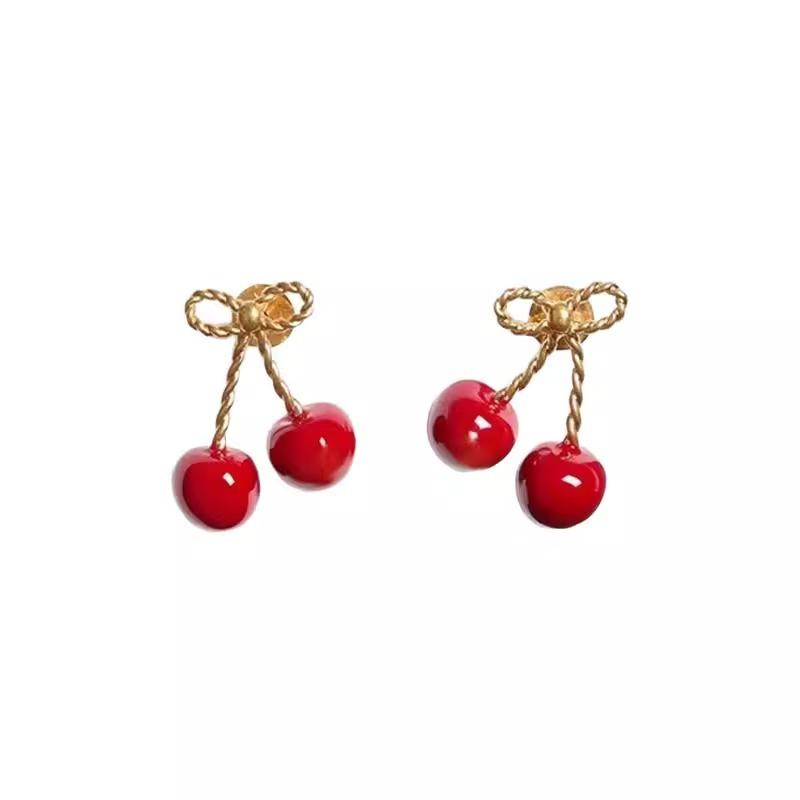 

Sweet Cherry Cheddar Drop Earrings Female Simple Fashion Personality Temperament Elegant Earrings Niche Design Earrings Ladies Accessories Jewelry