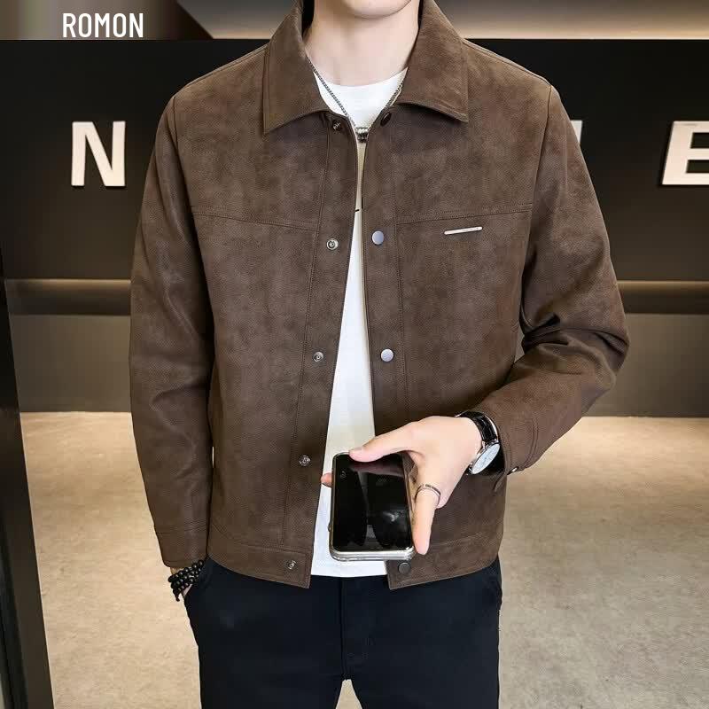 Lomon Men's Suede Biker Jacket