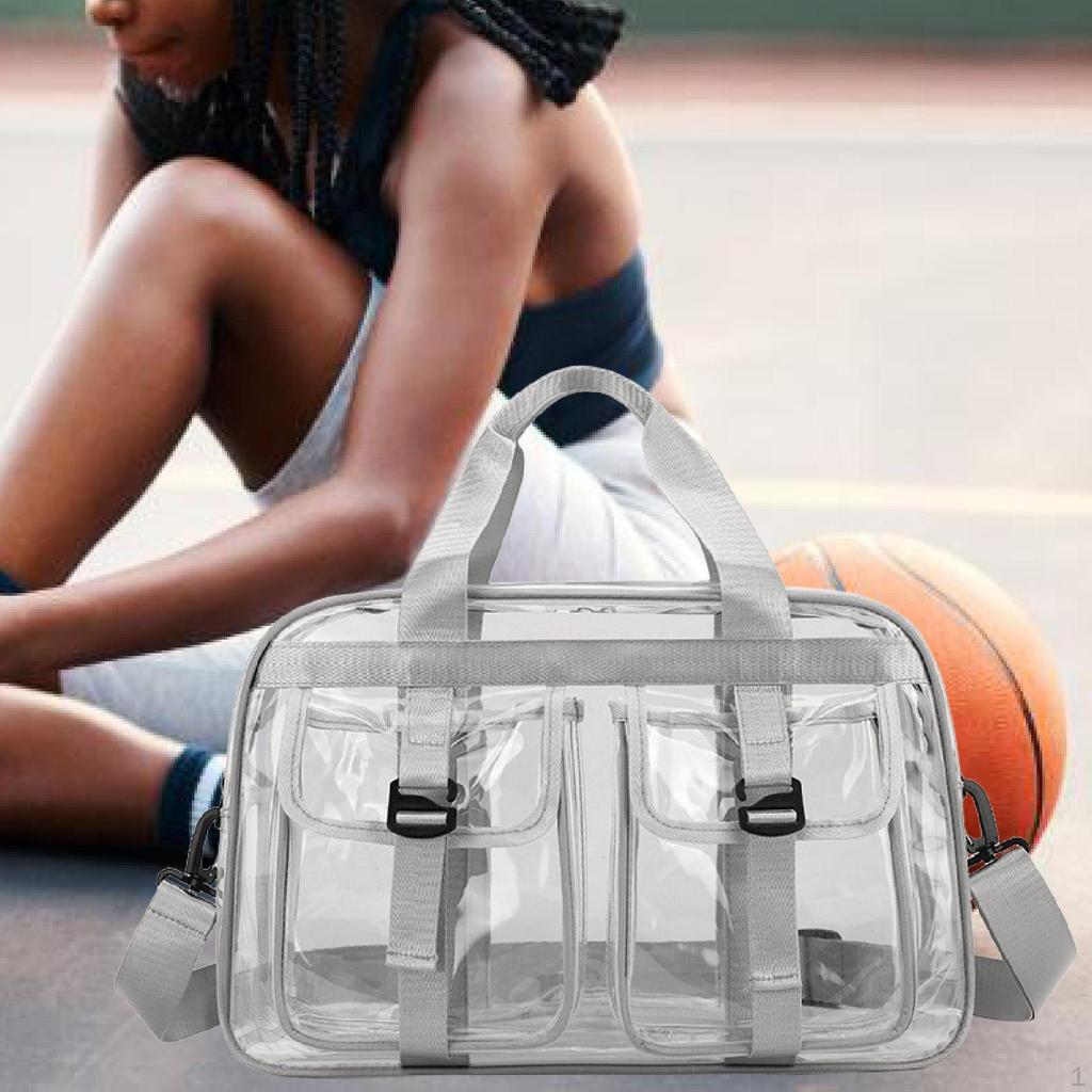PVC Clear Tote Bag Casual Gym Pouch for Sports Events Beach Commuting Shopping