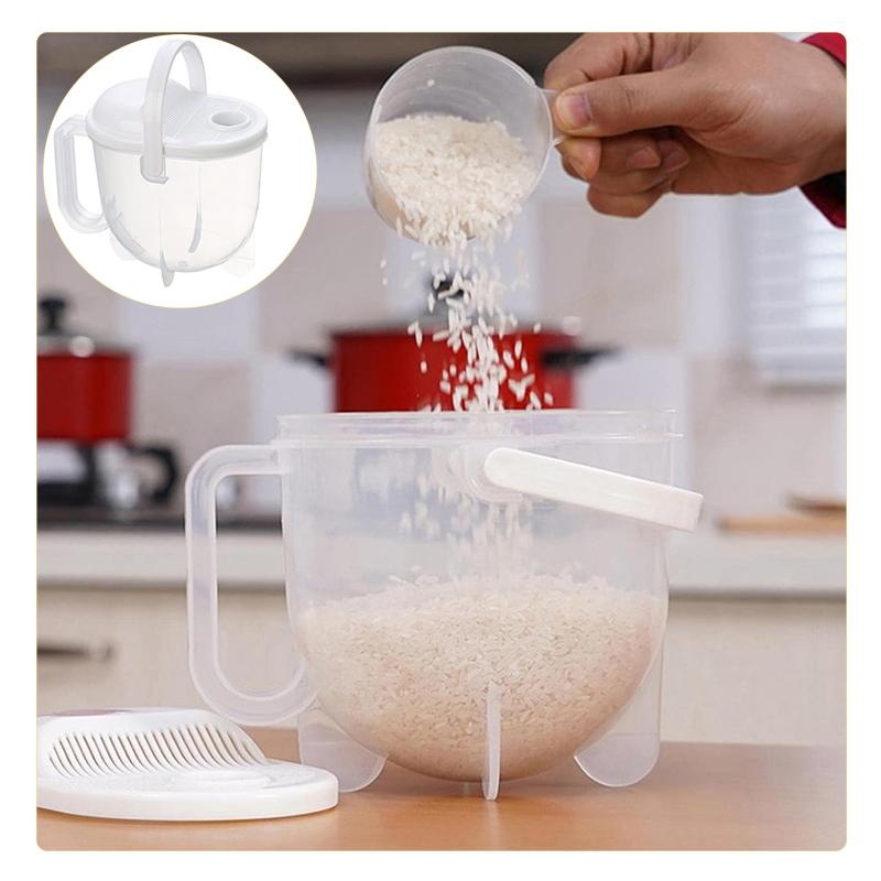 Rice Washer Hand-Free Washing Rice Basin Sieve Plastic Panning Basket With Draining Rinse Type Rice Cleaning Device