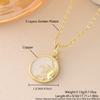Zircon-studded Rare Vintage-style Shell-shaped Sun Pendant Necklace
