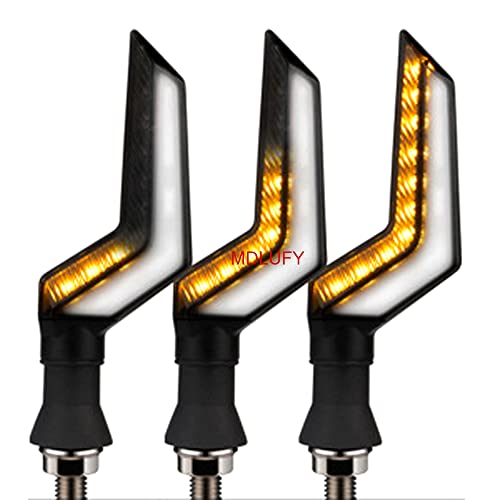 

MDLUFY Motorcycle Sequential Turn Signals, High Brightness, 12V Motorcycle LED Flowing Turn Signal Lights, Two Colors, White Daytime Running Ligh