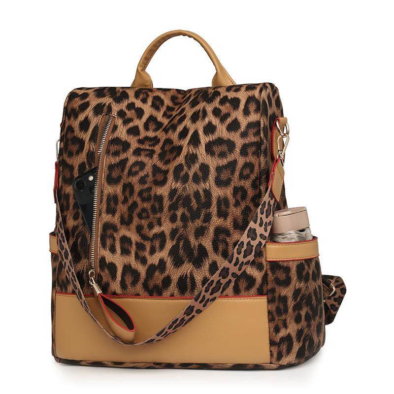 Rucksack mit Leopardenmuster Damen Reise Große Kapazität Diebstahlsicherer Rucksack