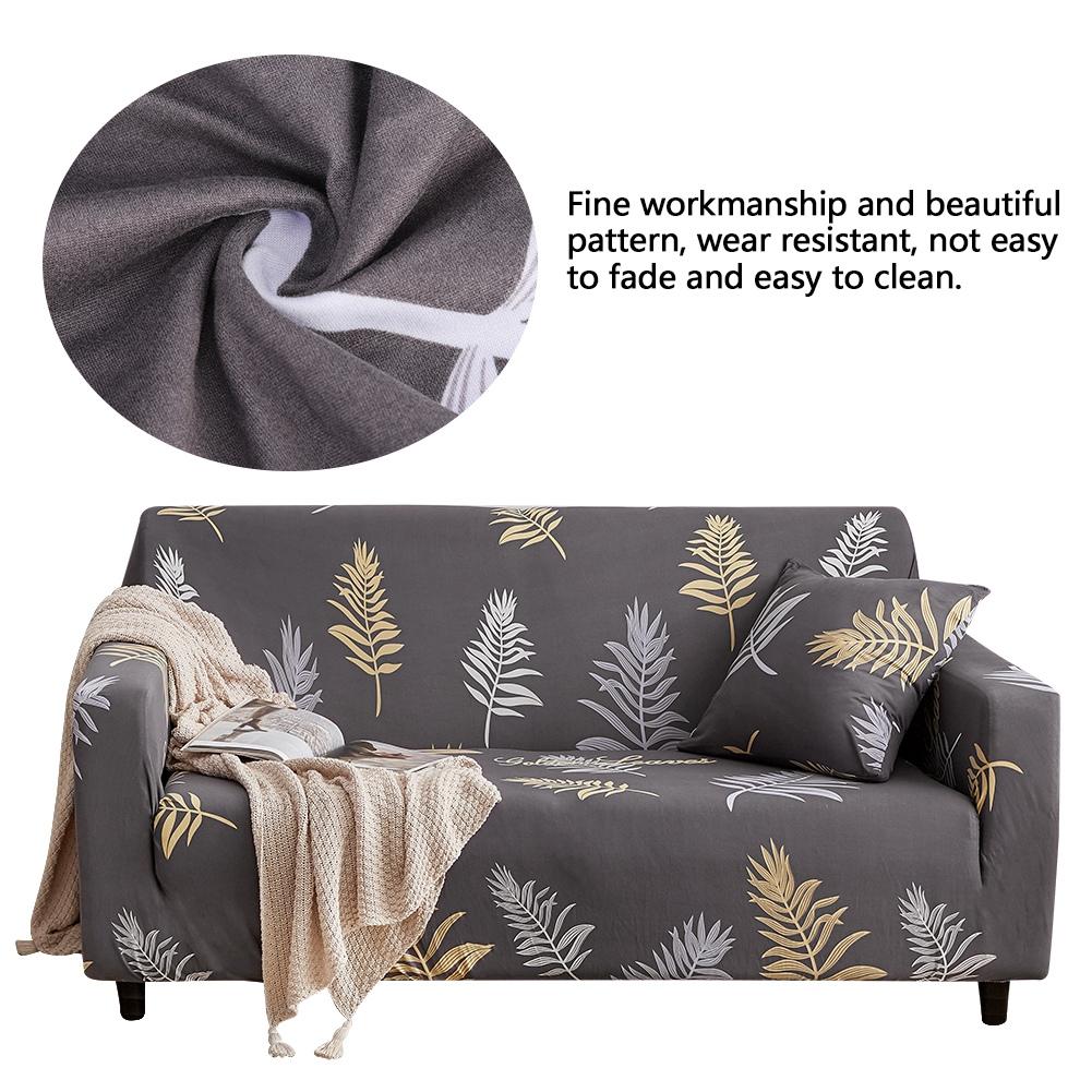 Elegant Leaves Pattern Elastic Sofa Cover Slipcover Sofa Protector (for 4 Seat Sofa)