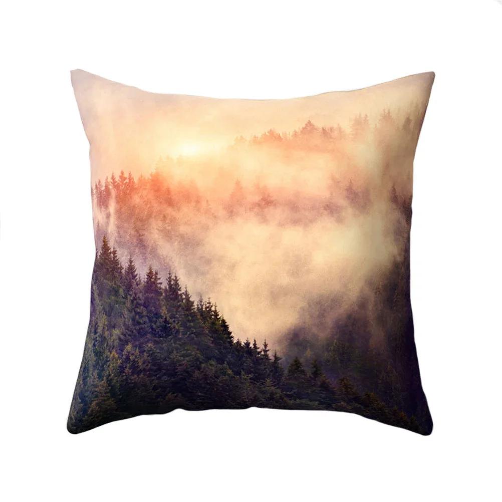 Hongbo 1 Pcs Pillow Case Colorful Oil Forest Painting Mountain Wave Polyester  Pillow Case Sofa Cushion Cover