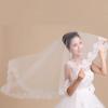 Romantic Short Wedding Veil Single Layer Lace Bridal Accessory Soft Tulle Veil for Destination Wedding Brides