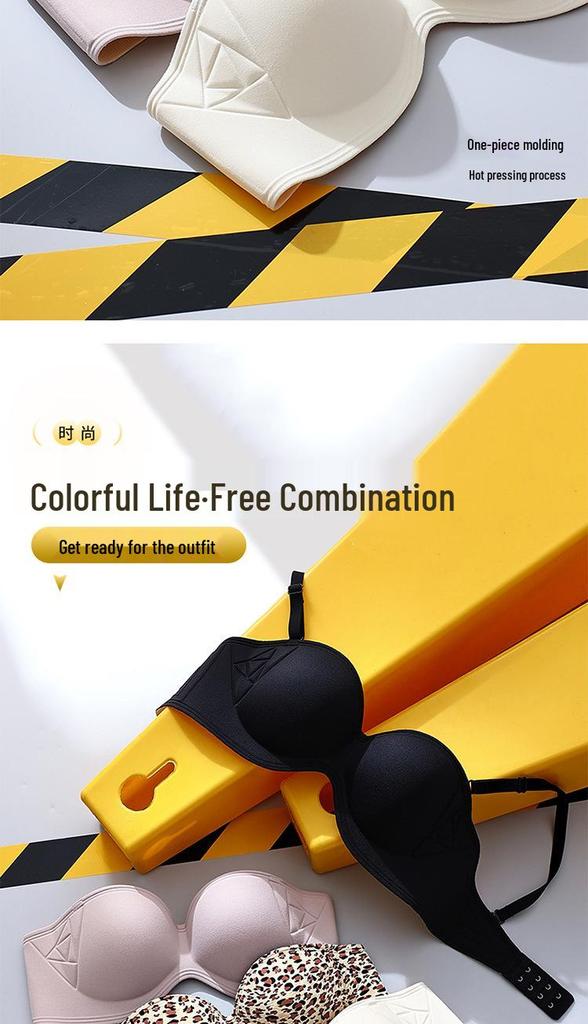 Strapless Push-Up Half-Cup Bandeau Bra – Non-Slip, Anti-Sag, Sexy Off-Shoulder Design