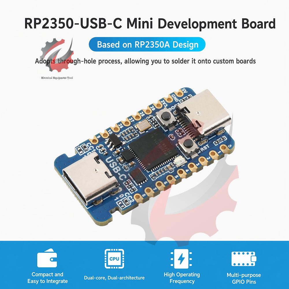 RP2350-USB-C Mini-Entwicklungsboard Dual Type-C Dual-Core-Mikrocontroller mit ARM RISC-V-Schalter für IoT-DIY-Projekte