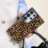 For Samsung Galaxy S24 S23 Ultra Plus FE S25 S22 Ultra Plus S21 FE Laser Phone Case Fashion Brown Leopard Shockproof Back Cover