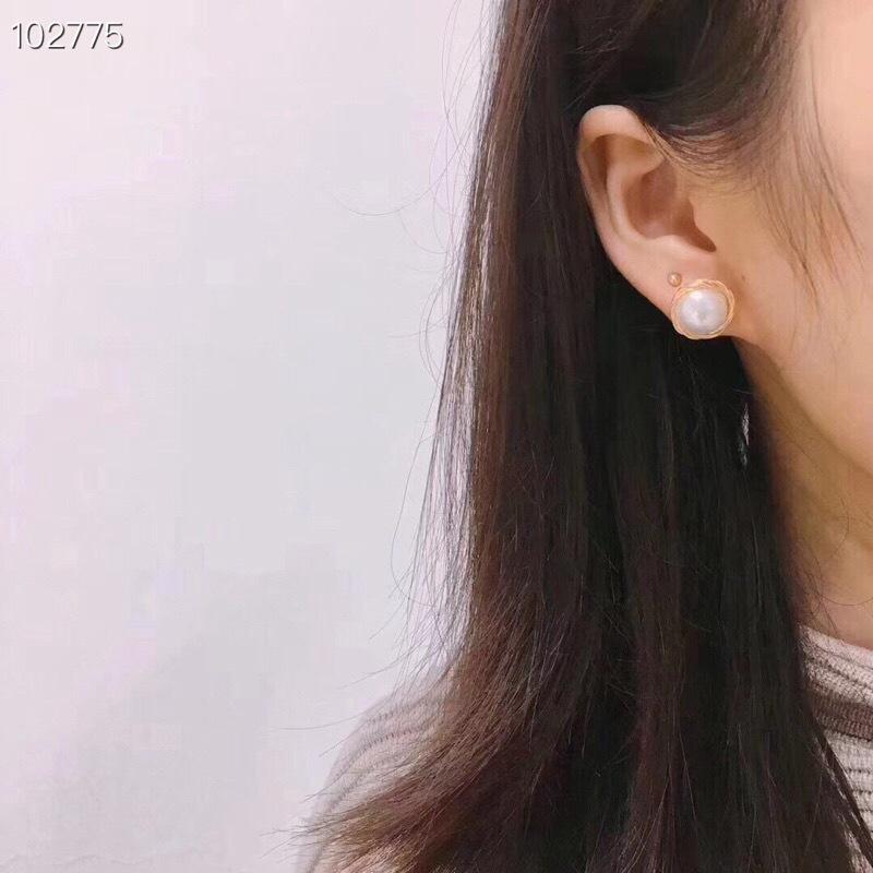 Hand-wound freshwater pearl stud earrings Ins retro French s911 earrings niche light luxury design earrings women