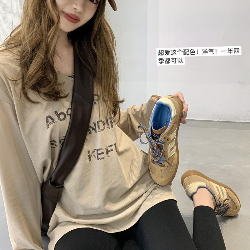 [] Art Academy freshman~ retro soft leather color matching sports and leisure shoes for women