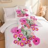 Home Textile Three-Piece Set, Simple Flowers, Cartoon Digital Printing Quilt, Pillowcase, Bedding
